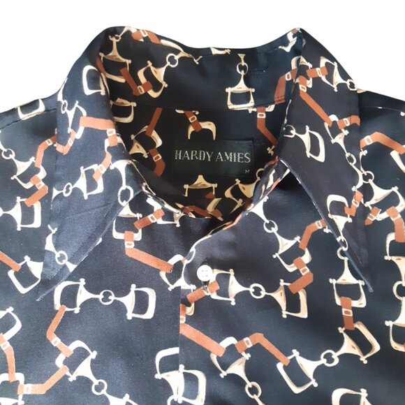 Vintage Hardy Amies Men's 1970's Nylon Black Button Up Shirt - Picture 5 of 14